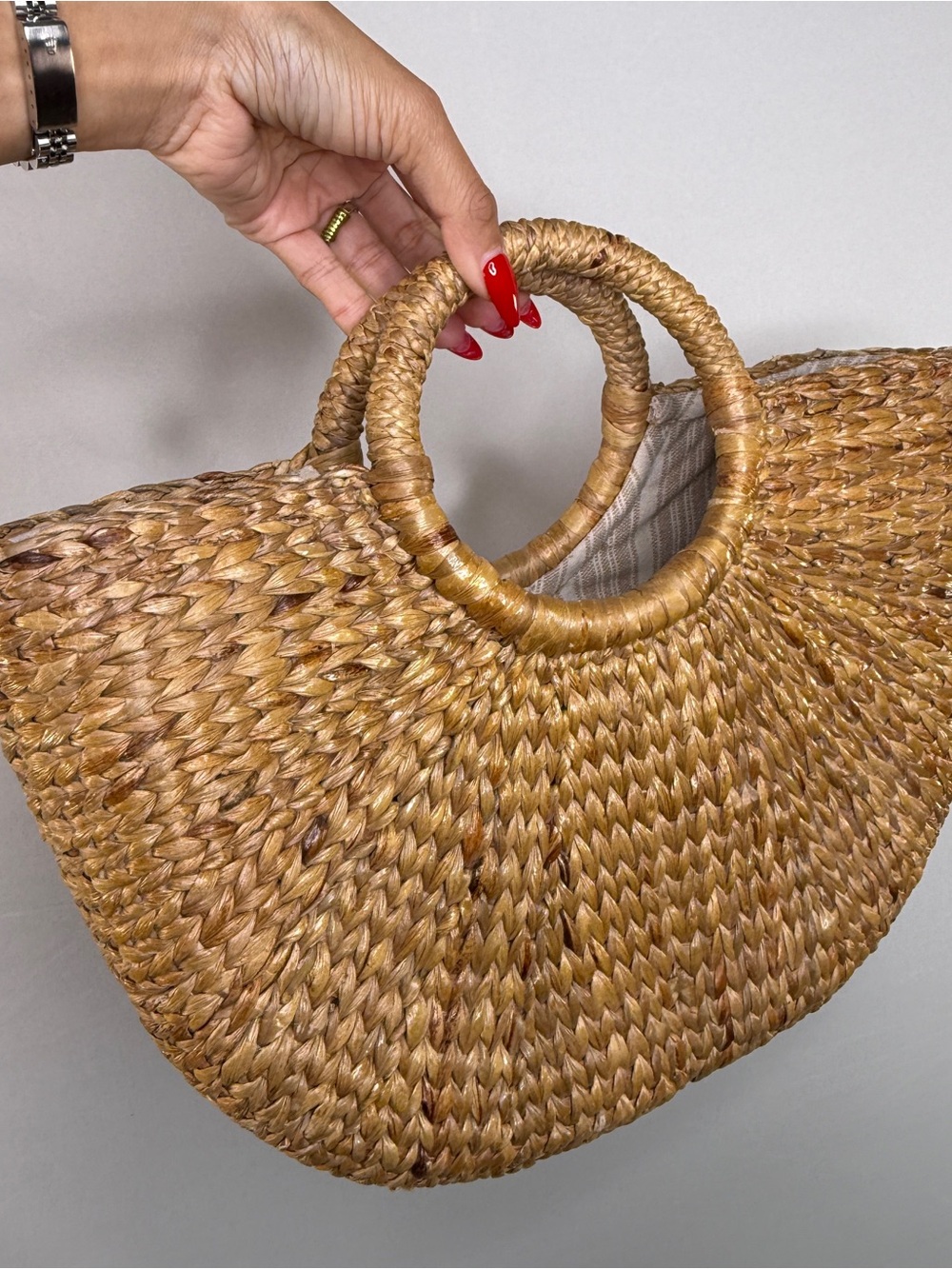 JADEtribe Woven Straw Tote Bag | Coastal Grandmother Beach Market Bag - Picture 3 of 10